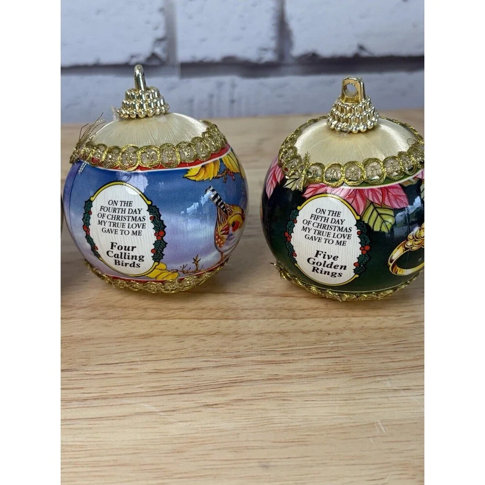 Twelve Days Of Christmas Ball Ornaments Set Of 12 Satin Vintage Rauch Industries